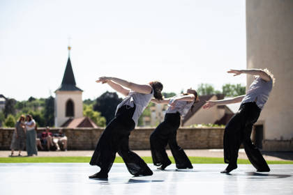 tanečníci v zahradách